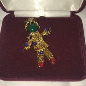 Jacqueline Kennedy gemstone scarecrow pin